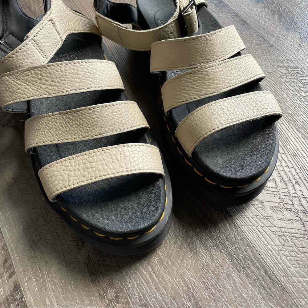 Dr. Martens Cream Leather Platform Sandals - Picture 2 of 9
